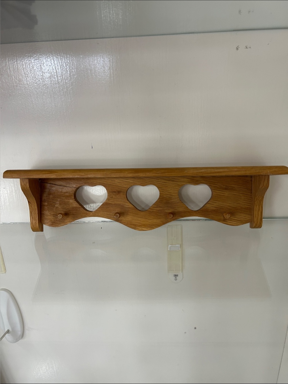 Wooden Heart Shelf Wall Decor - Natural Oak Finish